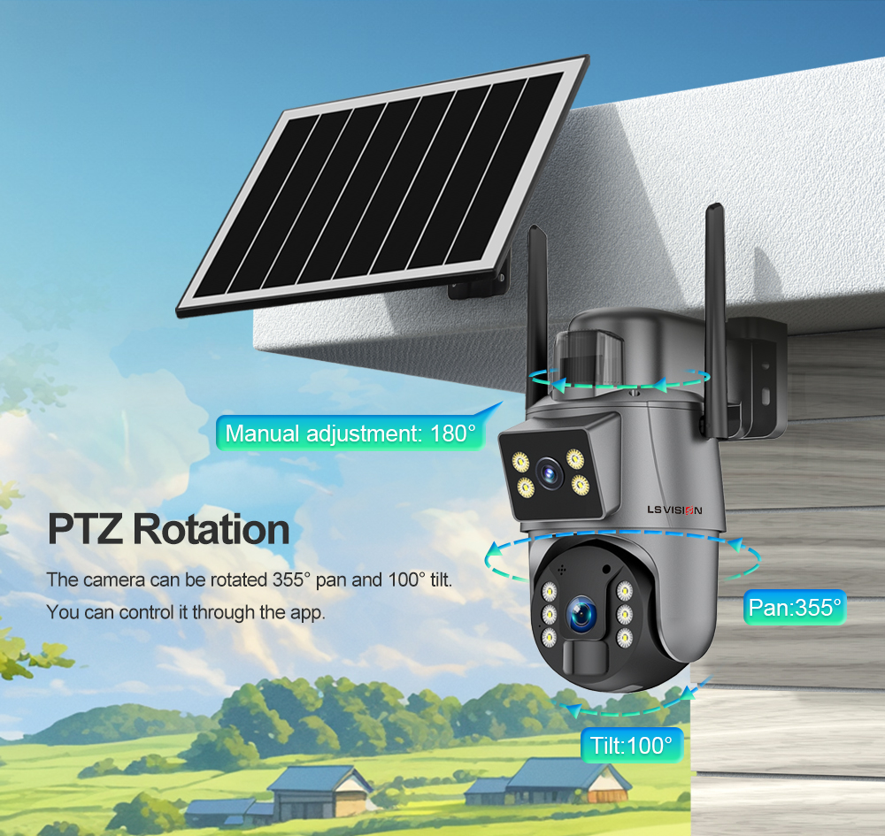 LS VISION solar ptz camera for two lens