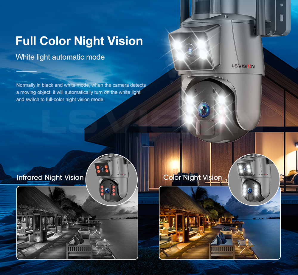 LS VISION-Full Color Night Vision function of dual lens ptz camera 4GS22