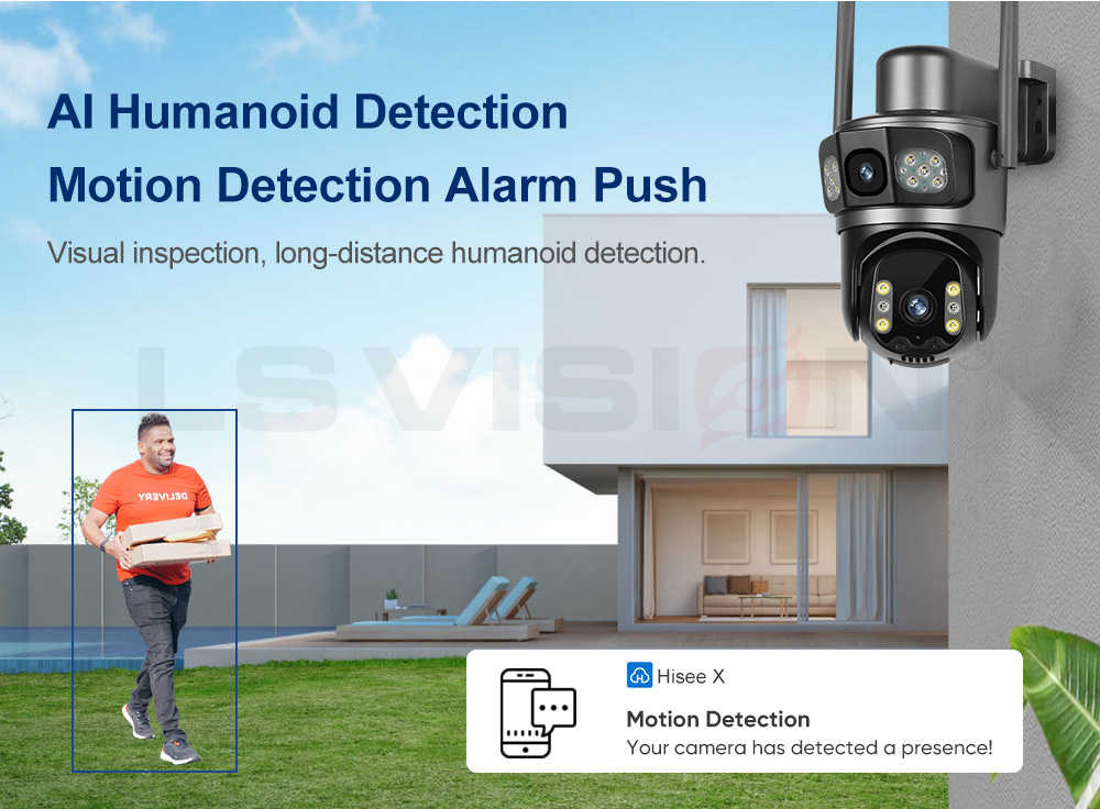 LS VISION-AOV solar camera with AI humanoid detection and motion detection alarm push