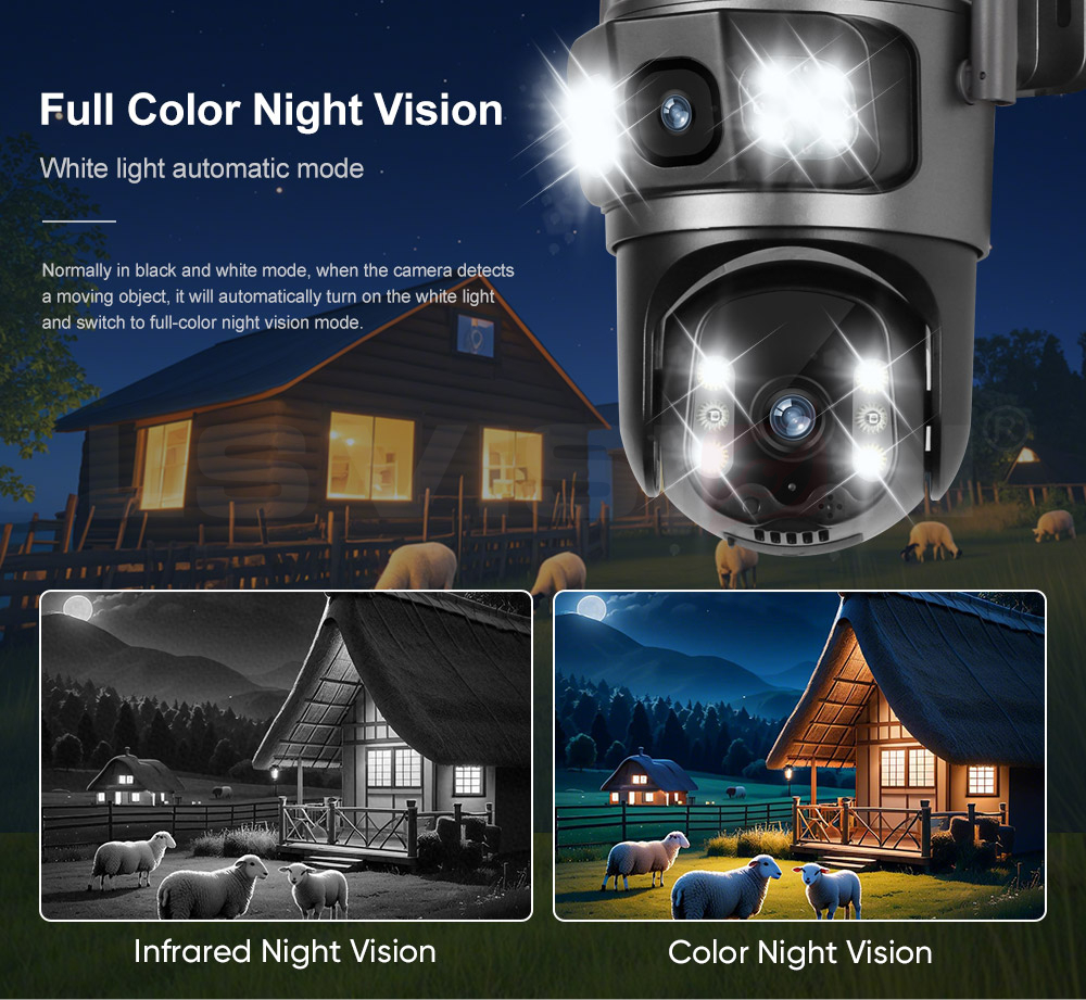 LS VISION-AOV solar camera featuring full color night vision functionality