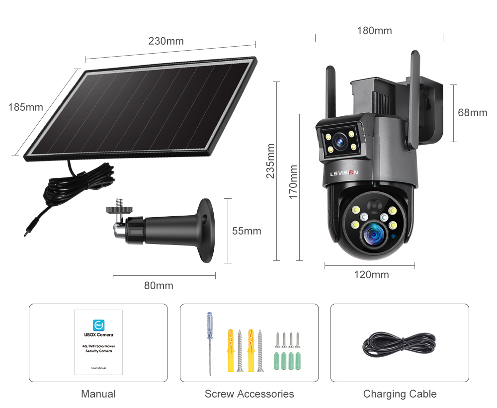 LS VISION-Solar trail Camera with sim card LS-4GS23 accessories