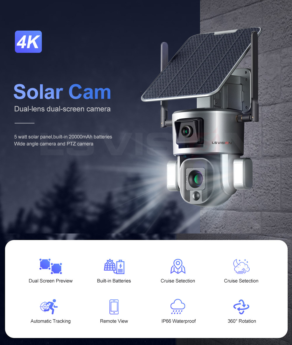 LS VISION-LS-MS1-4G 20X Zoom Dual Lens 4K/8MP Solar Camera